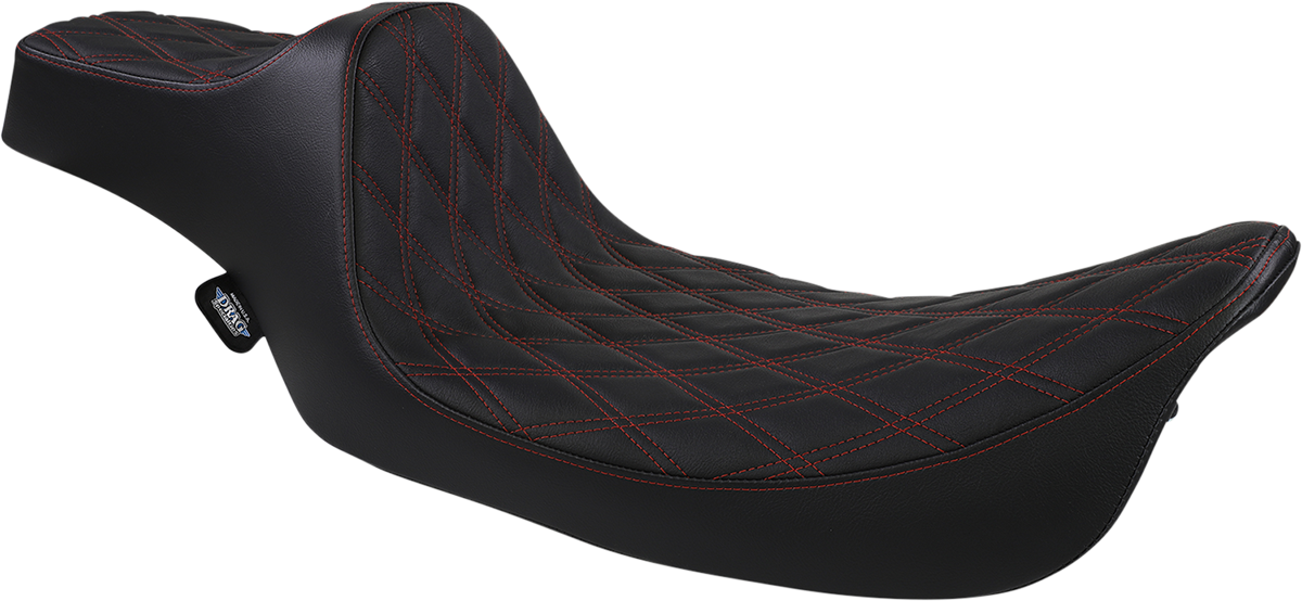 Drag specialties seats Extended Reach Predator III Seat - Double Diamond - Black w/ Red Stitching - FL '99-'07 Harley Davidson