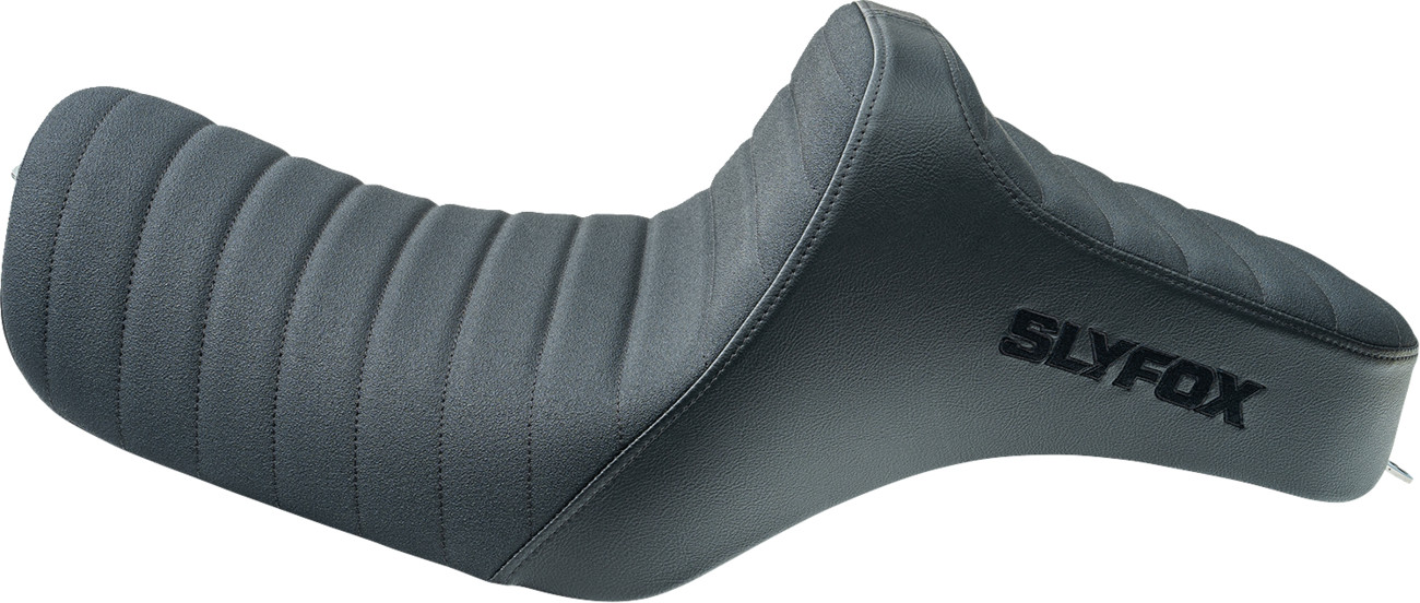 Slyfox High Noon Seat - Vinyl - Classic Stitch - Black Logo - Black Stitch - XL '04-'22 Harley Davidson