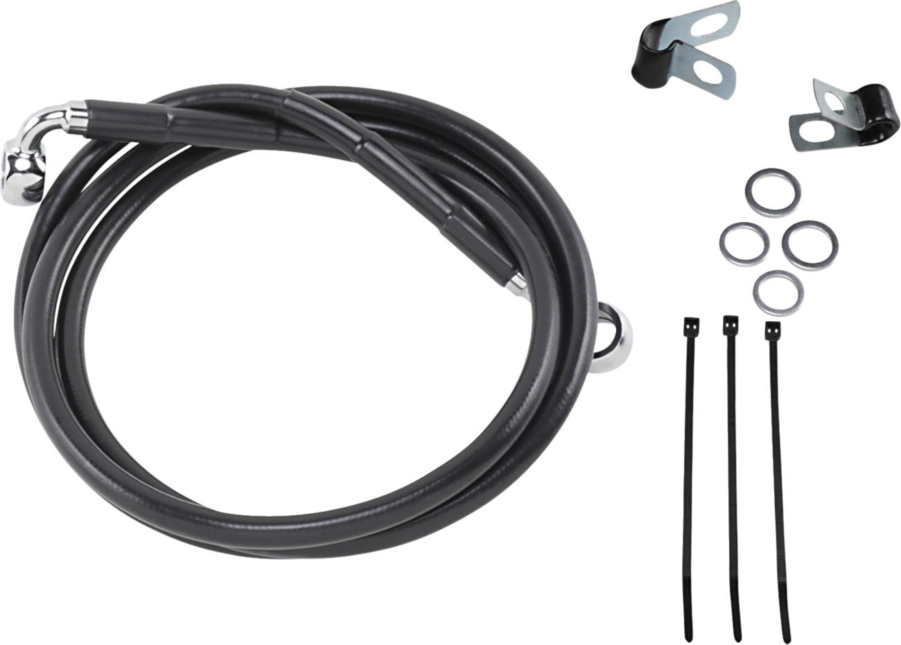 Drag specialties Brake Line - Front - Black - +8" - '99-'07 FXST Harley Davidson