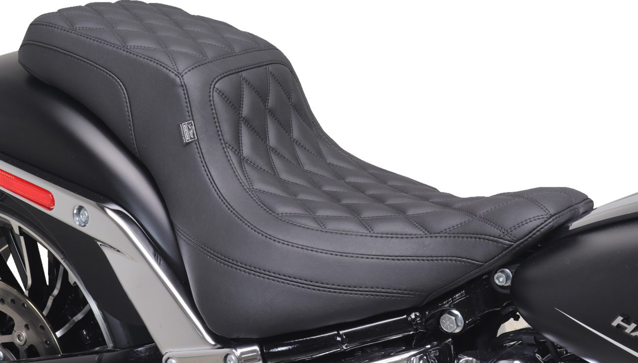 Mustang One-Piece/2-Up Squareback Seat - Double Diamond - Black Stitch - FXBR '23-'25 2023-2025 Harley Davidson FXBR Breakout 117