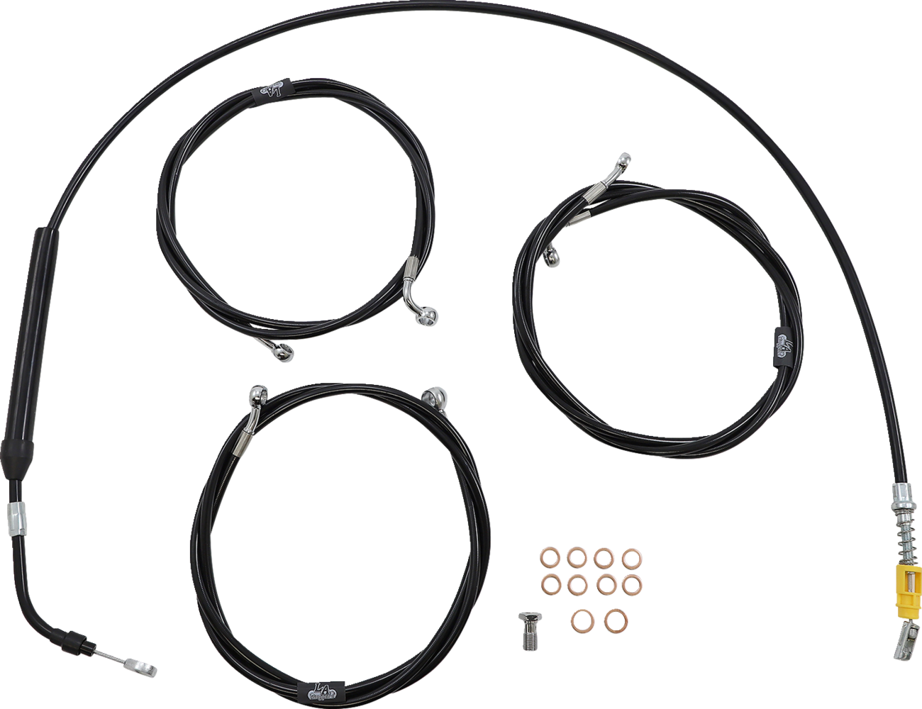 LA CHOPPERS Standard Black Vinyl Handlebar Cable/Brake Line Kit — Ape Hanger