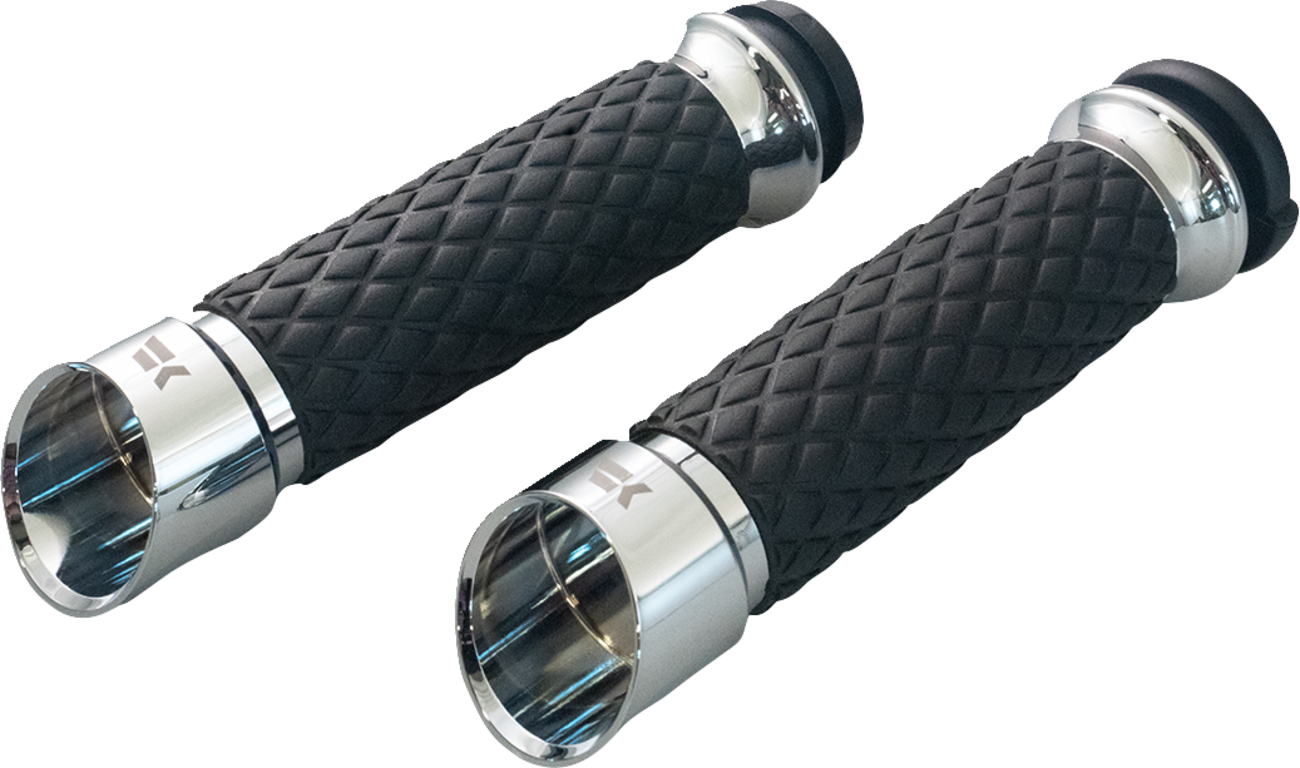 Khrome werks Edge Grips - Custom Contour - Diamond - Chrome Harley Davidson