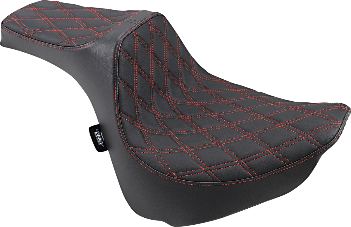 Drag specialties seats Predator III Seat - Double Diamond - Red Stitched - FXFB/S '18-'22 2018-2021 Harley Davidson FXFBS Fat Bob 114 / 2018-2019 Harley Davidson FXFB Fat Bob 107 / 2022-2022 Harley Davidson FXBBS Street Bob 114
