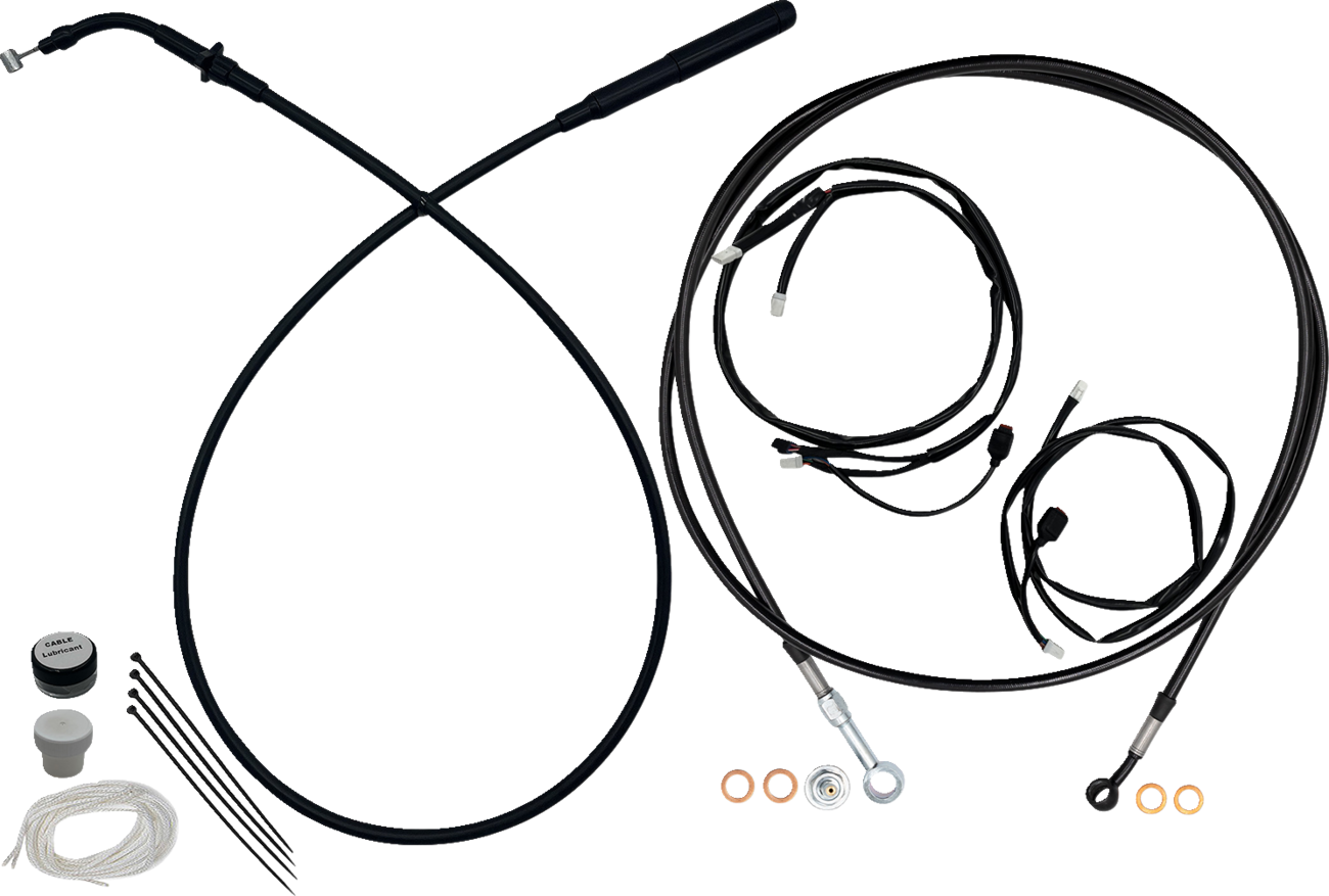 Fat baggers inc. EZ Install Kit - 13"/14" Handlebars - Upper Clutch - Full Length - Black Harley Davidson