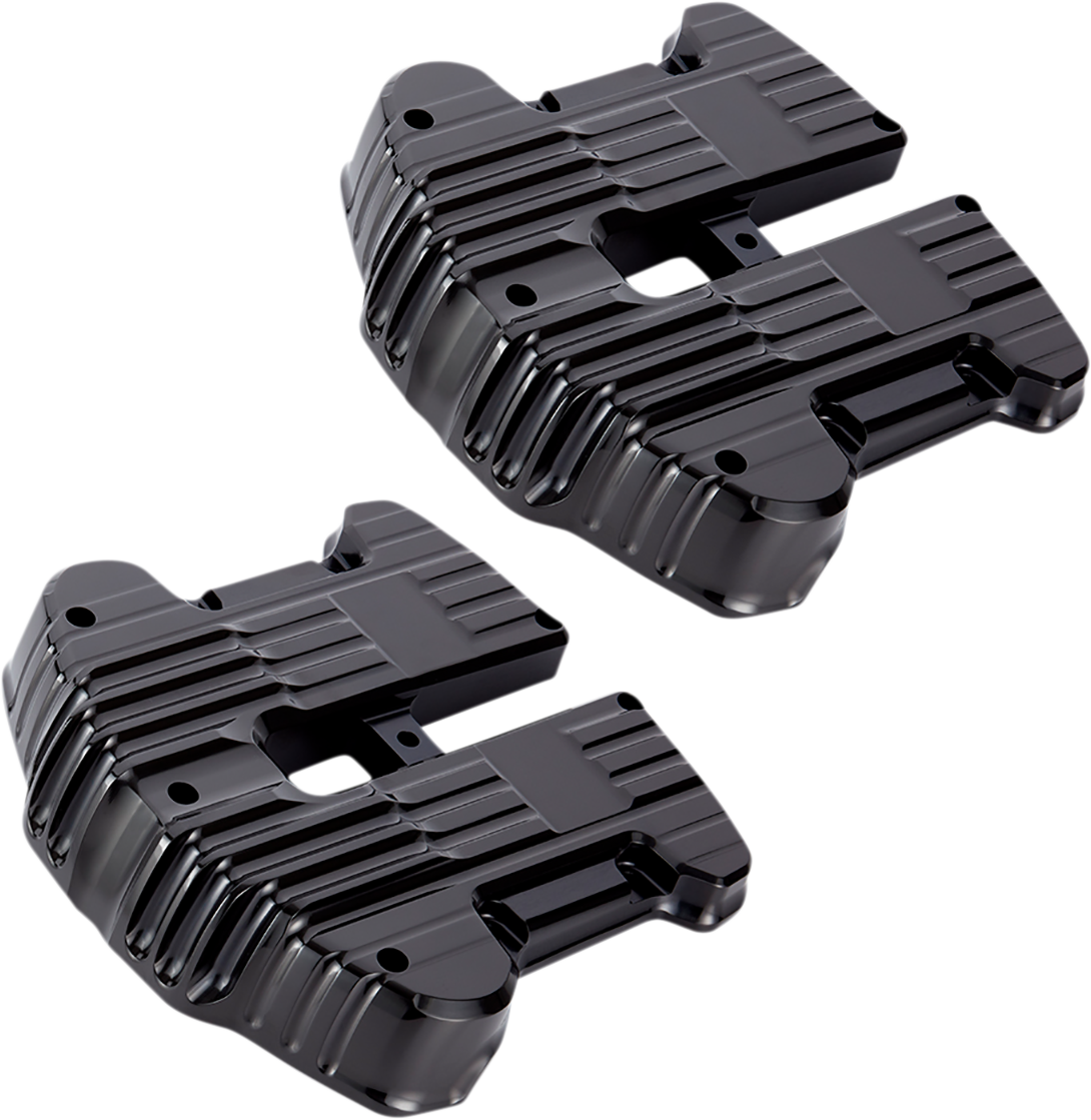 Rough crafts Rocker Box Covers - Black - Grooved Harley Davidson