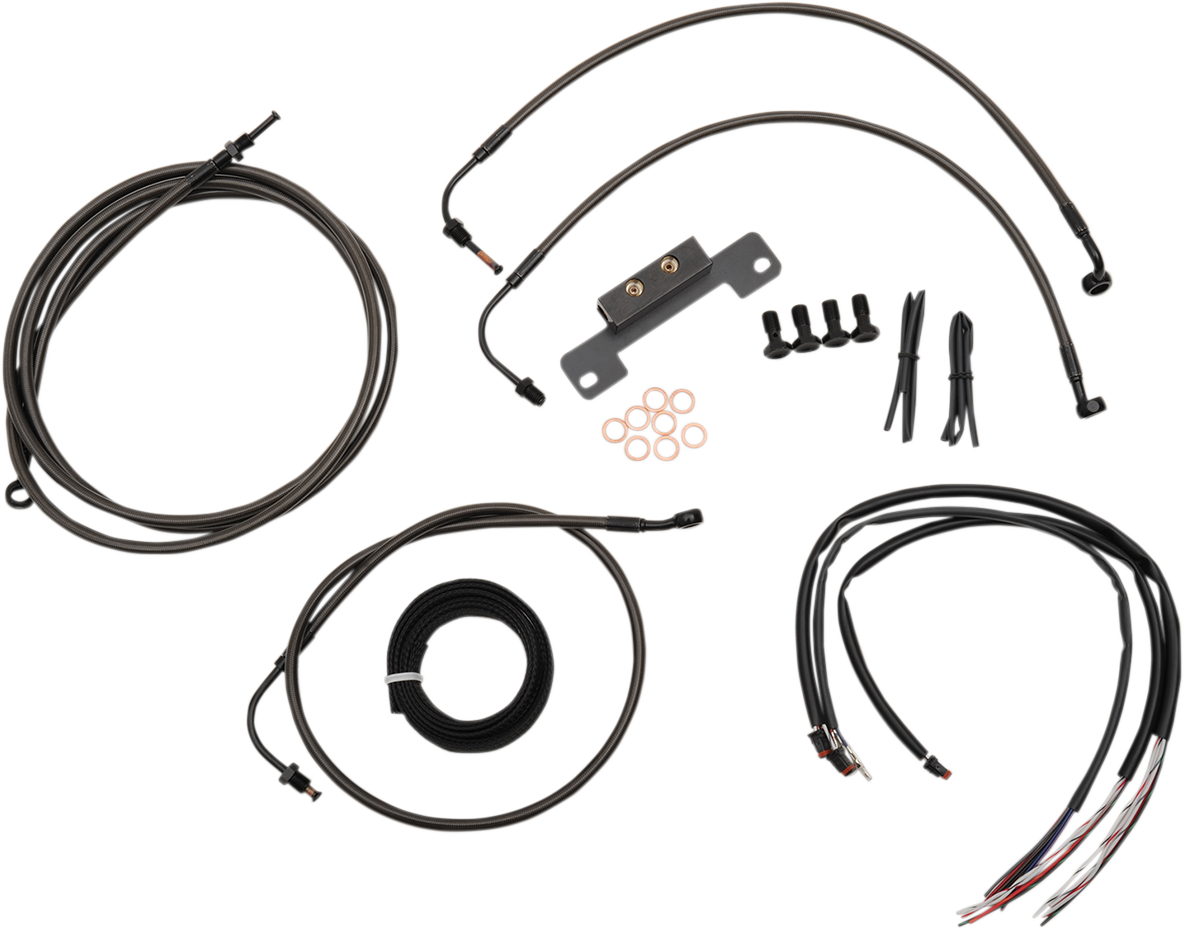 LA CHOPPERS Complete Midnight Braided Handlebar Cable/Brake Line Kit — Standard