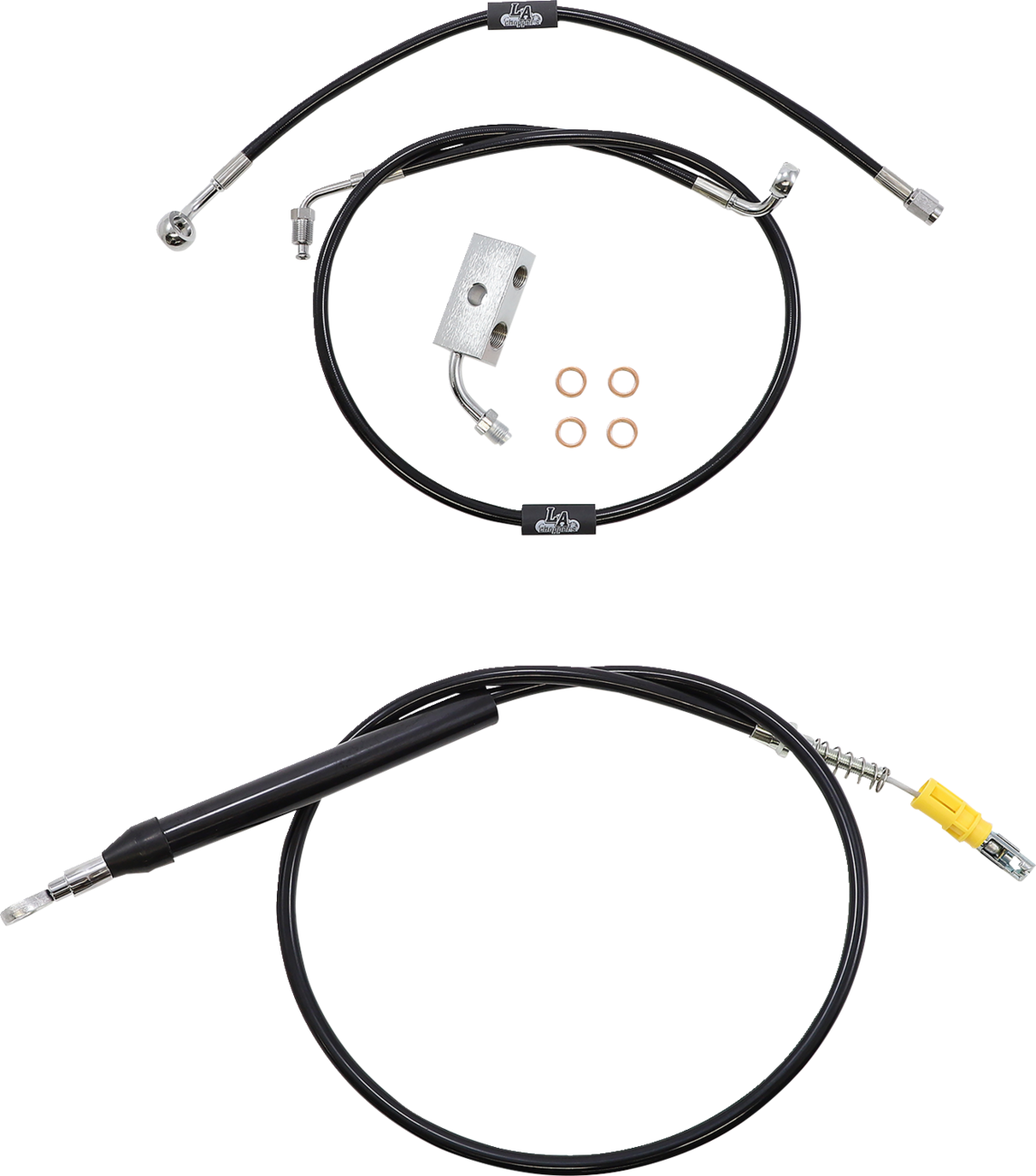 LA CHOPPERS Standard Black Vinyl Handlebar Cable/Brake Line Kit — Ape Hanger