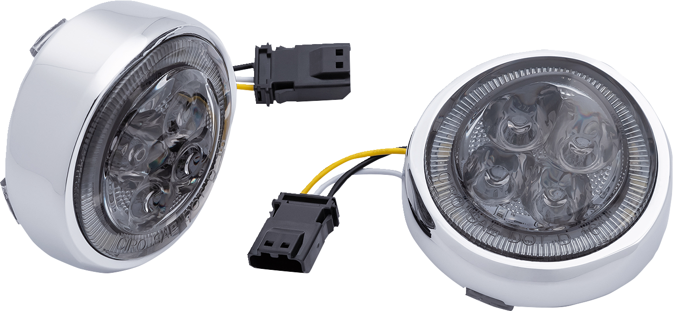 Ciro LED Fang® Front Signal Light Inserts with Bezel Harley Davidson