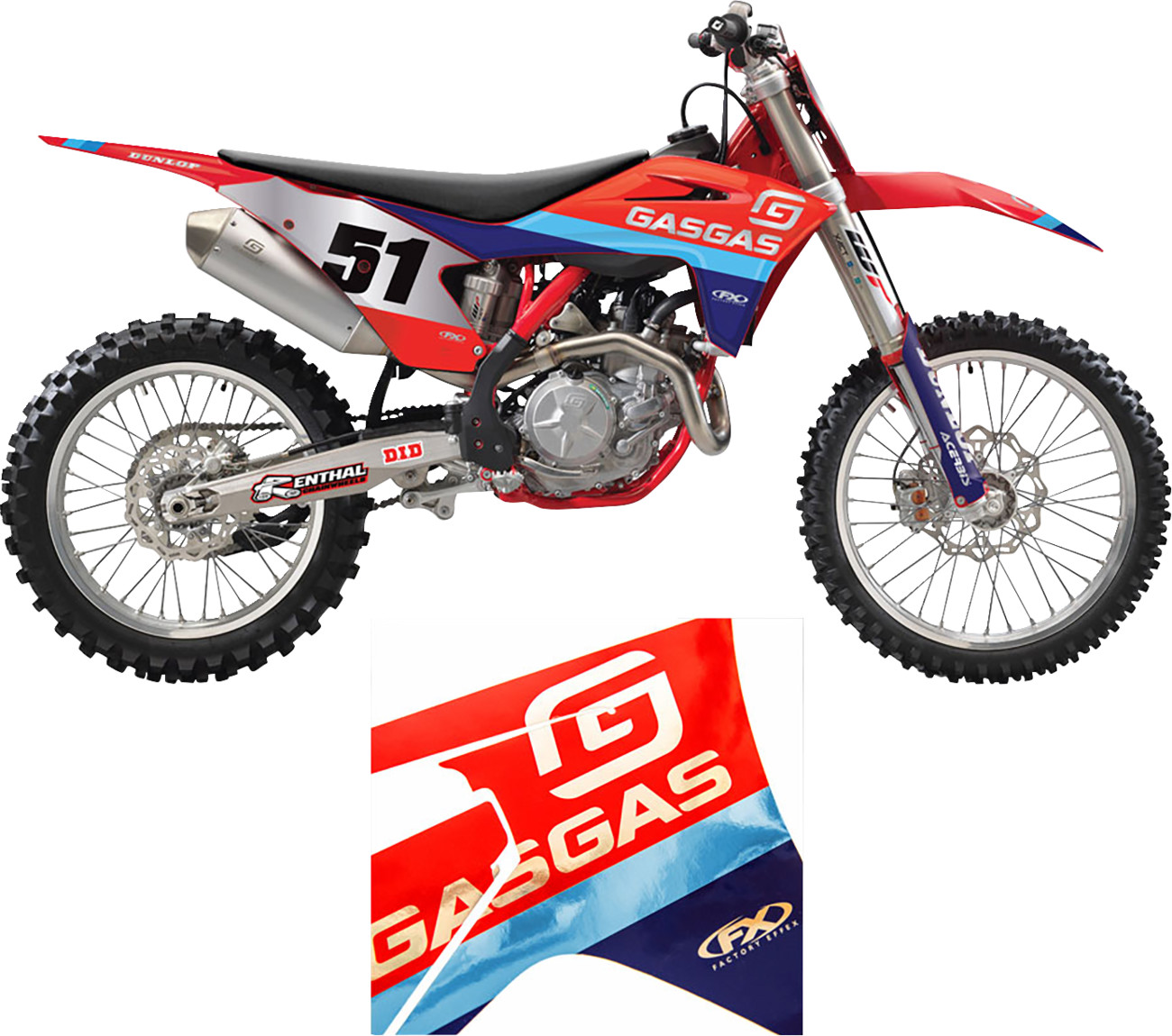 Factory Effex Candy Chrome Shroud / Airbox Graphics Kit Gas Gas 125cc-450cc 2021-2023