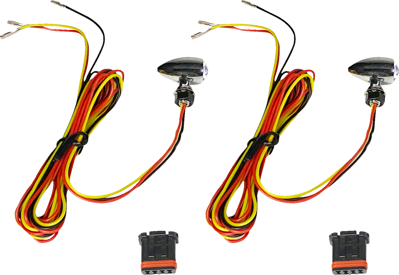 Custom dynamics Micro Bullet Turn Signals - LED - Amber/Red- Chrome