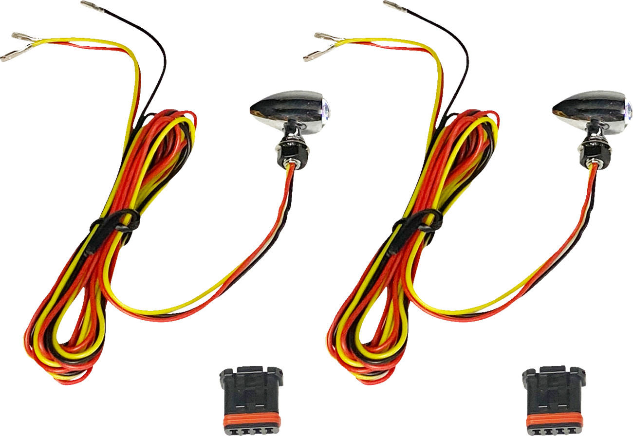 Custom dynamics Micro Bullet Turn Signals - LED - Amber/Red- Chrome