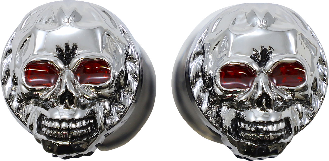 Drag specialties Skull Grips - Red Eyes - Chrome Harley Davidson