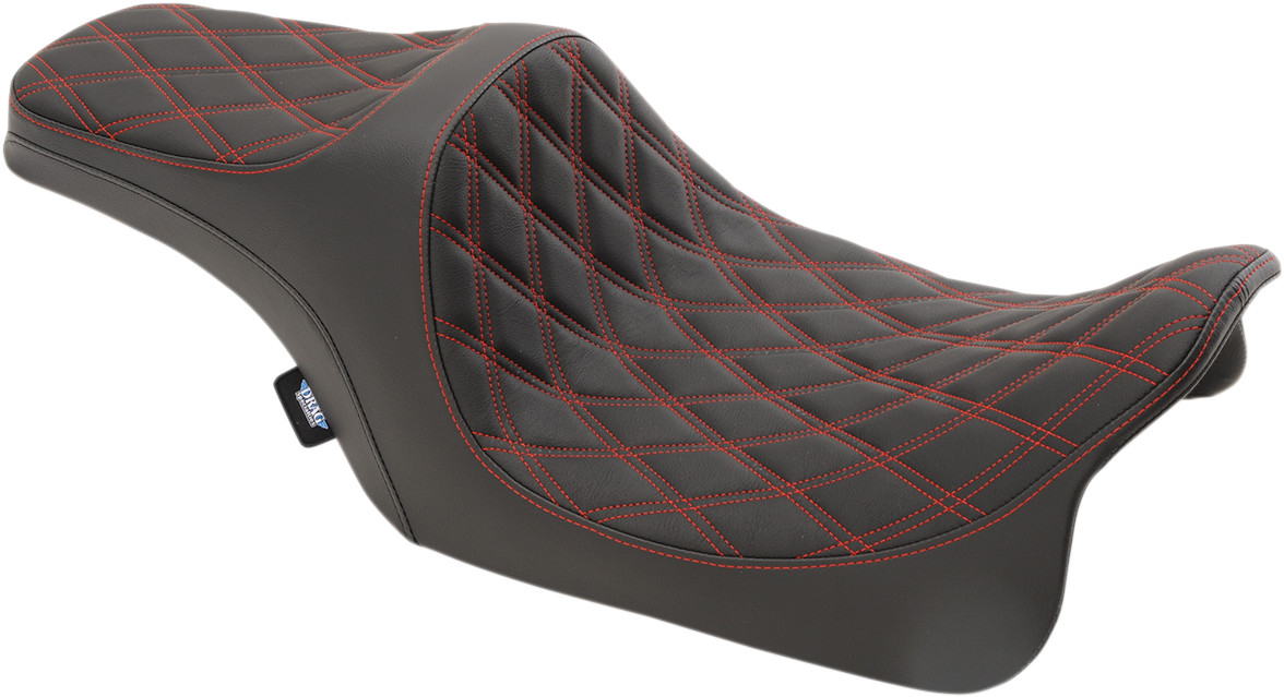 Drag specialties seats Predator III Seat - Double Diamond - Red Stitched - FL '08-'23 Harley Davidson