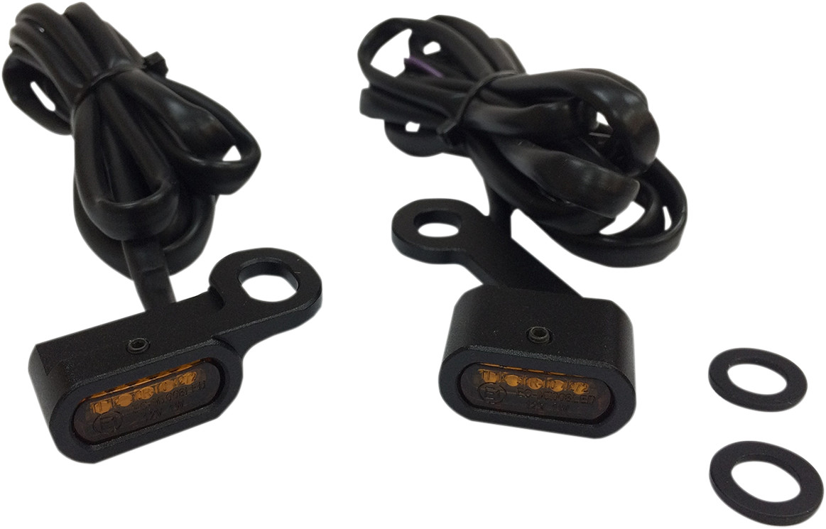Drag specialties LED Handlebar Marker Lights - XL - Black/Amber Harley Davidson