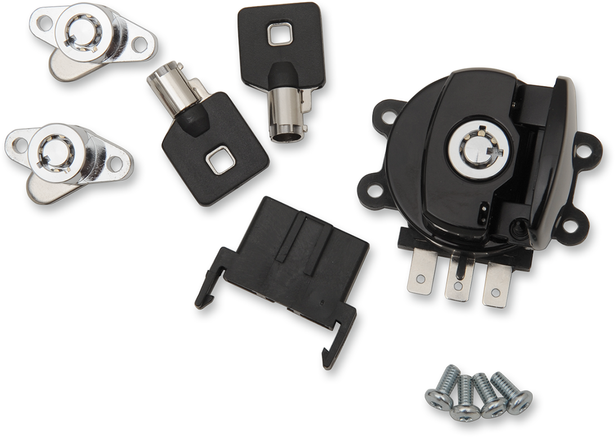 Drag specialties Side Hinge Ignition Switch with Saddlebag Lock - Gloss Black Harley Davidson