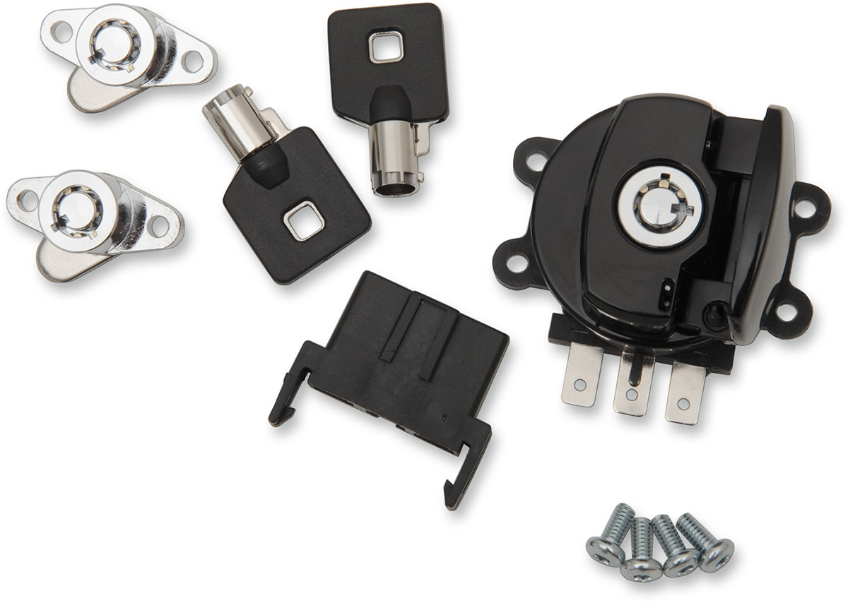 Drag specialties Side Hinge Ignition Switch with Saddlebag Lock - Gloss Black Harley Davidson