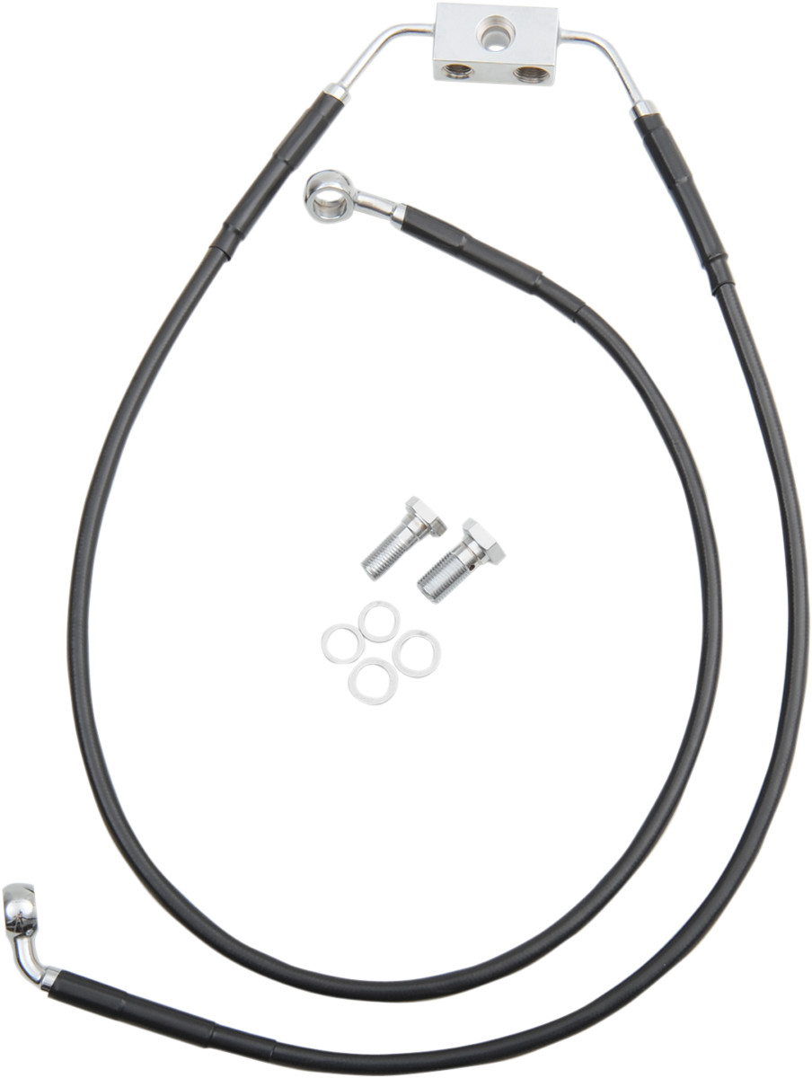 Drag specialties Brake Line - Front - Black - +8" - FXDB '12-'17 2012-2017 Harley Davidson FXDB Street Bob