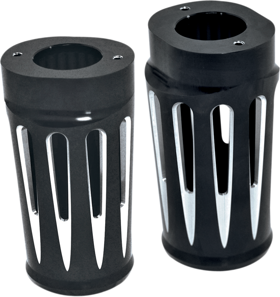 Arlen ness Fork Boot Covers - Black Anodized - Deep Cut - FLHTD Harley Davidson