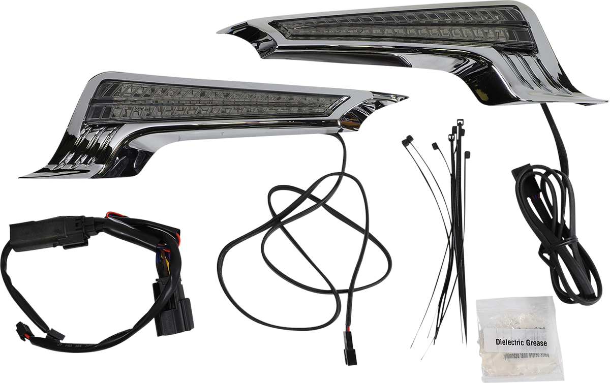 Ciro Filler Panel Light - Smoke Lens - Red LEDs - Chrome Harley Davidson