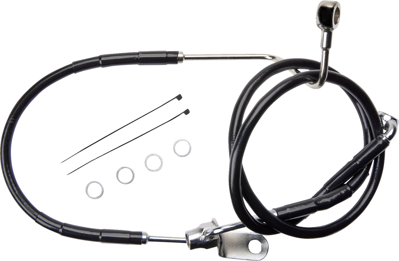 Drag specialties Brake Line - Rear - Non-ABS - Black Harley Davidson