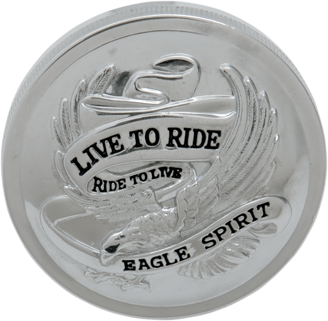 Drag specialties "Live to Ride" Gas Cap - Non-Vented - Chrome Harley Davidson