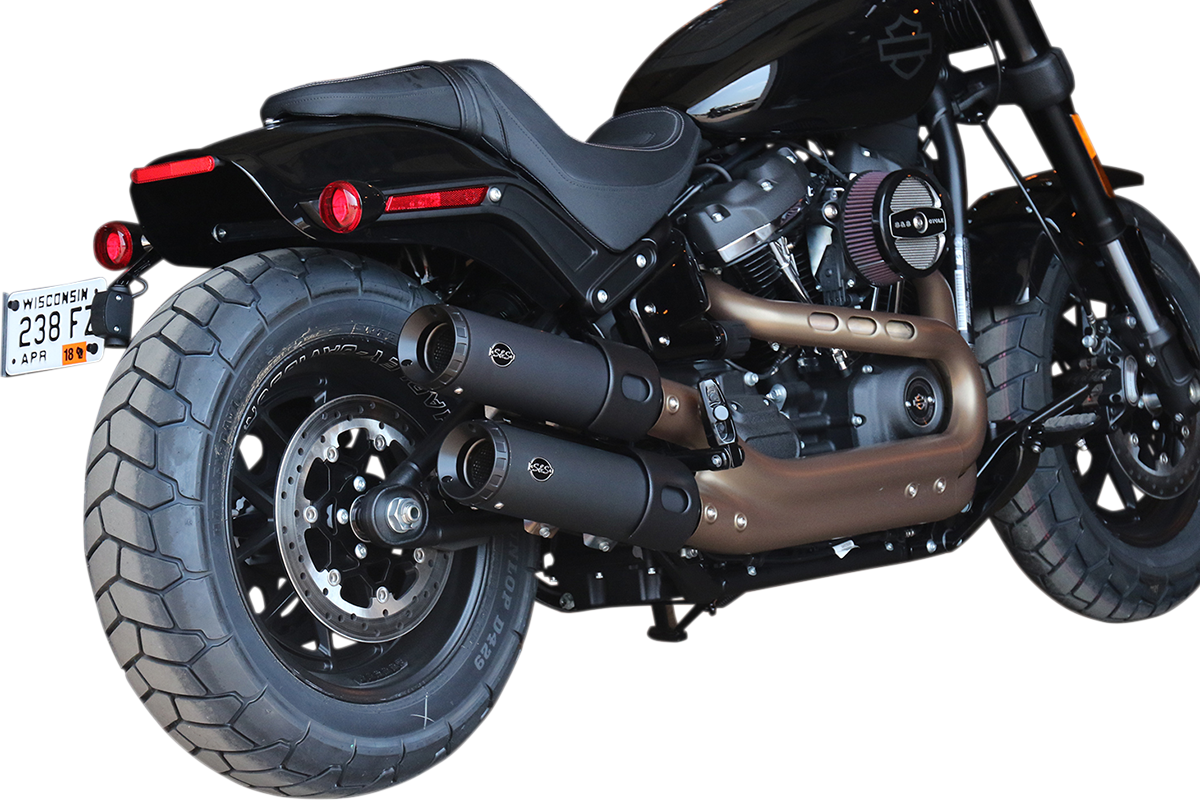 S&s cycle Ceramic Black Grand National Mufflers for Fat Bob 2018-2019 Harley Davidson FXFB Fat Bob 107 / 2018-2021 Harley Davidson FXFBS Fat Bob 114 / 2022-2022 Harley Davidson FXBBS Street Bob 114