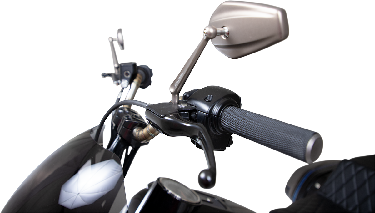 Arlen ness Mirror - Mini Stocker - Side View - Oval - Titanium - Left