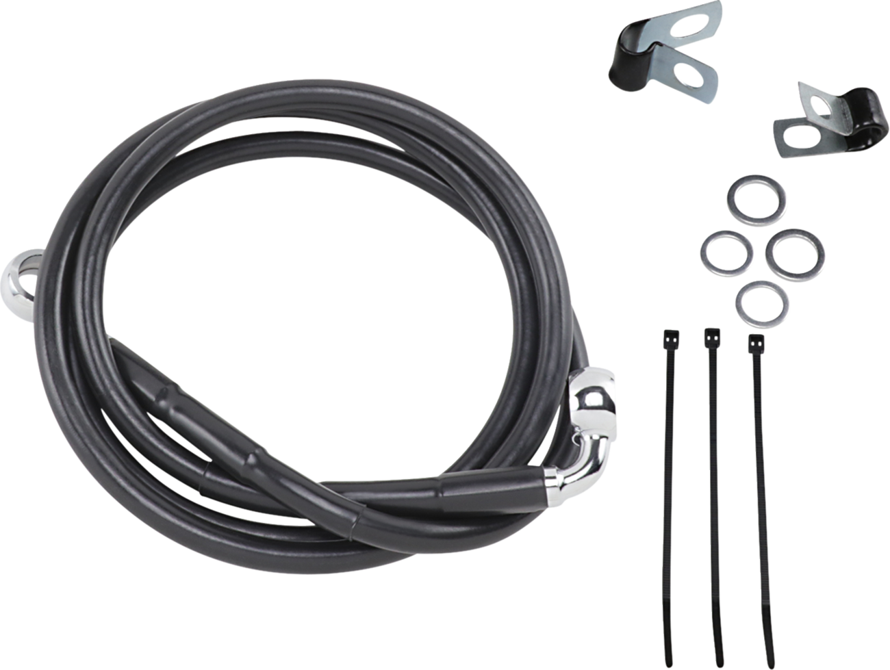 Drag specialties Brake Line - Front - Black - +6" Harley Davidson