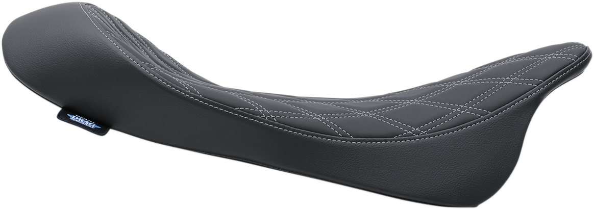 Drag specialties seats Low Solo Seat - Double Diamond - Silver Stitch - FL '08-'23 Harley Davidson