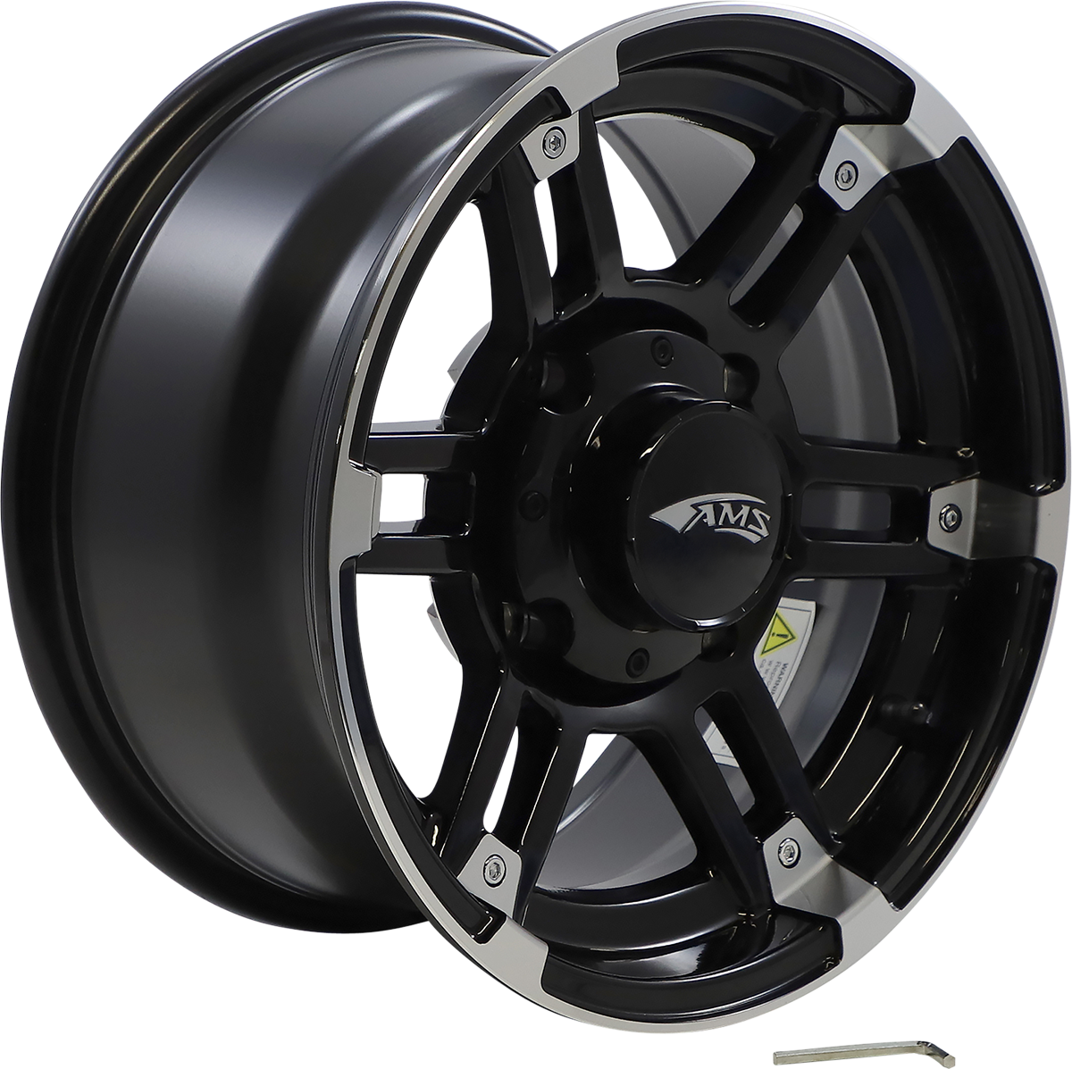 Ams Wheel - Roll'n 104 - Front/Rear - Machined Black - 14x7 - 4/137 - 5+2 Kawasaki/Can-Am/Honda/John Deere