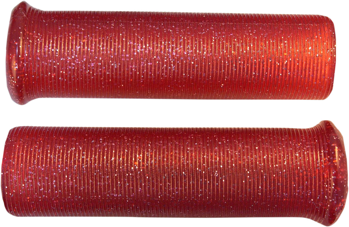 Emgo Star Fire Flake Grips - Retro - Metal - 1" - Red
