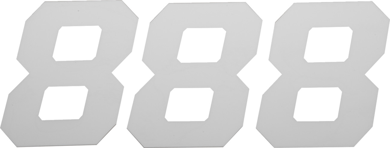 D'cor visuals Race Number Plate - #8 - White - 4"