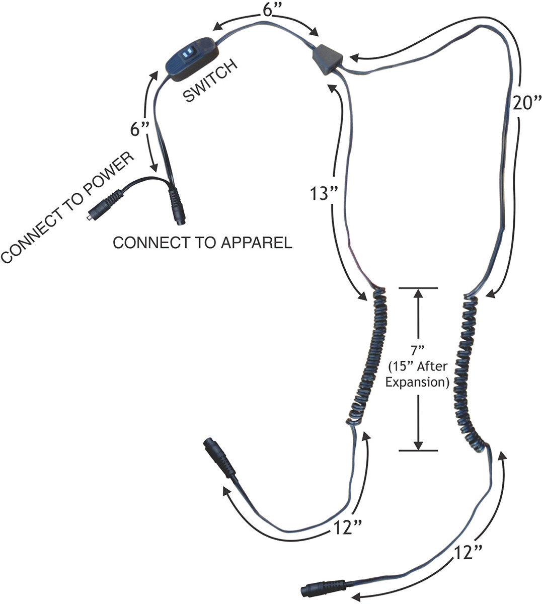Switched Y Cord for Heated Socks