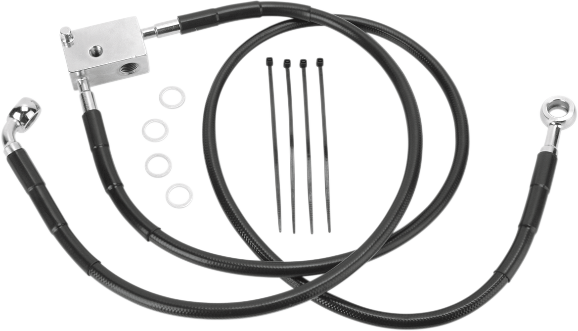 Drag specialties Brake Line - Rear - Black Harley Davidson