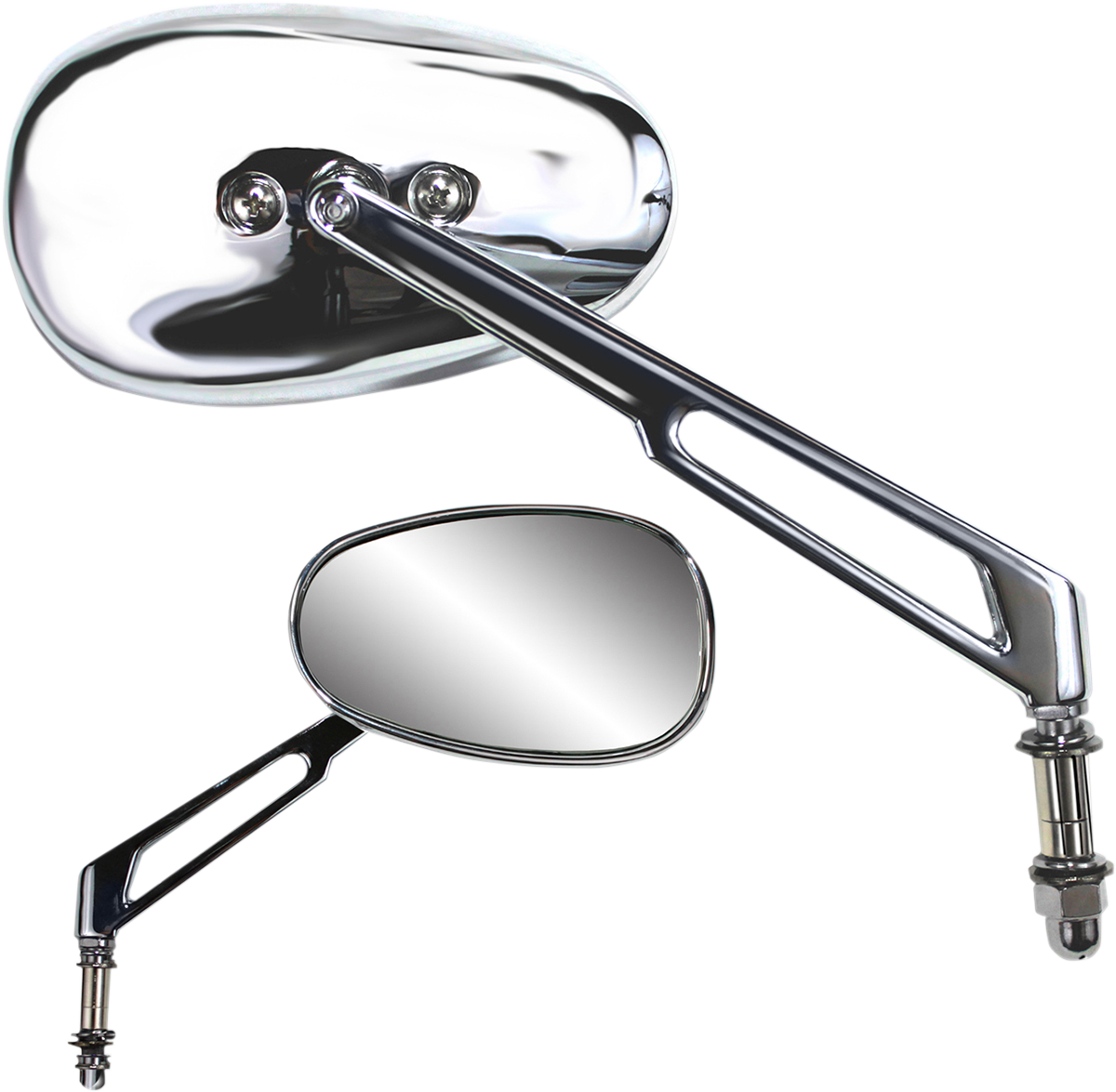 Parts unlimited Mirror - Side View - Teardrop - Long - Chrome
