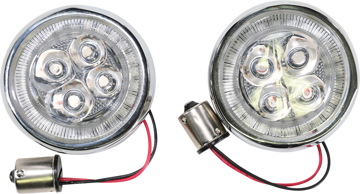 Ciro Fang Rear LED Turn Signal Inserts With Bezel For Harley 2000-2025