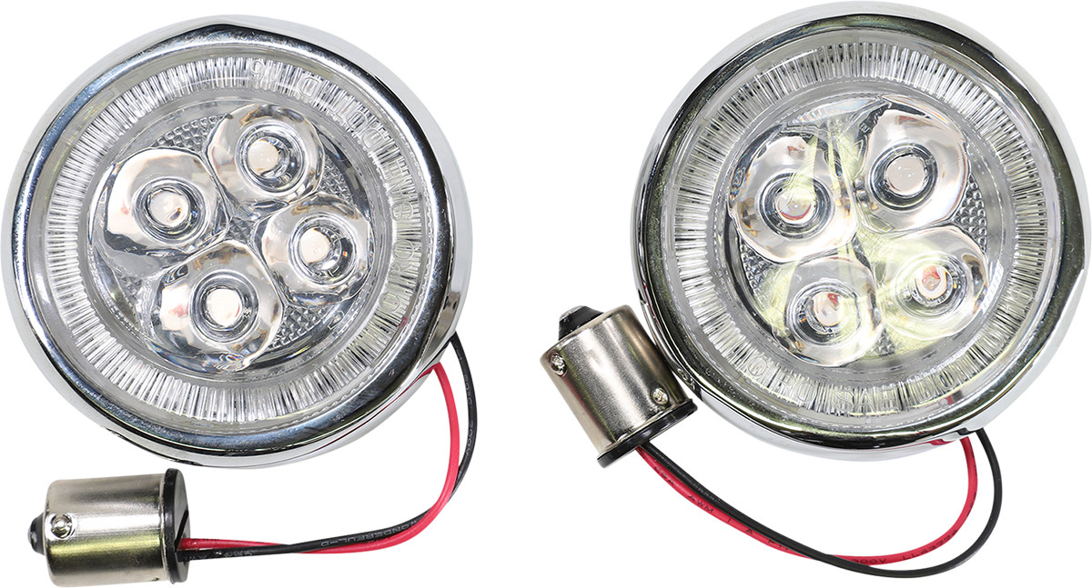Ciro Fang Rear LED Turn Signal Inserts With Bezel For Harley 2000-2025
