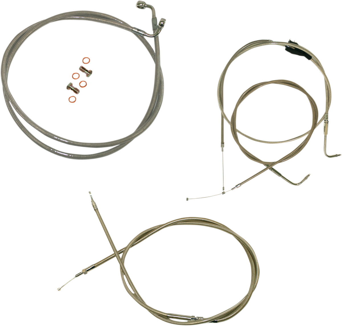 La choppers Standard Stainless Braided Handlebar Cable/Brake Line Kit - 18"-20" Ape Hangers - '96-'07 Touring Harley Davidson