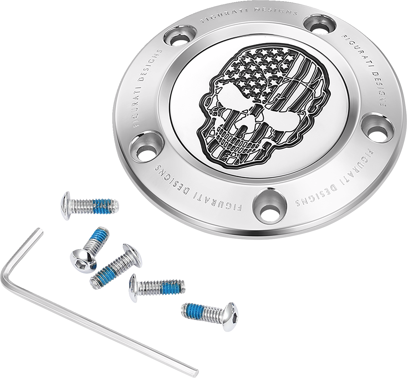 Figurati Designs Flag Skull Timing Cover For Harley Twin Cam 1999-2017