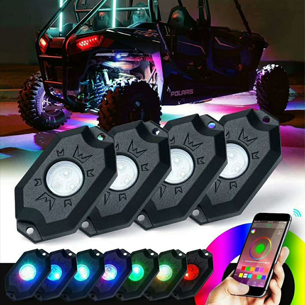 BRITE-LITES RGB & Bluetooth LED Rock Light Kit
