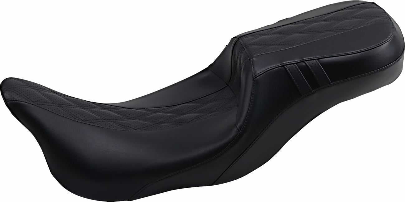 Le pera Outcast Daddy Long Legs Seat - 2-Up - w/o Backrest - Black w/Black Double Diamond Inlay - FL '08-'22 Harley Davidson