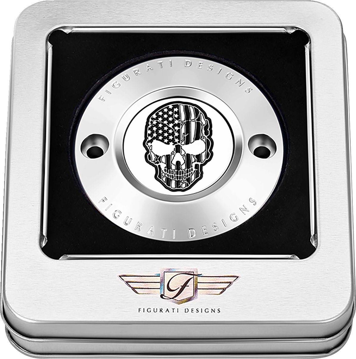 Figurati Designs Flag Skull Timing Cover For Harley M8 2017-2026