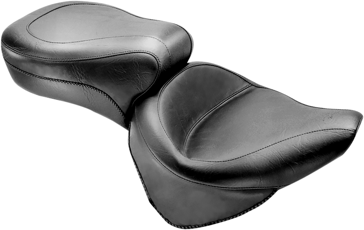 Mustang Vintage Style Seat - Wide - Smooth - Black - Softail Harley Davidson