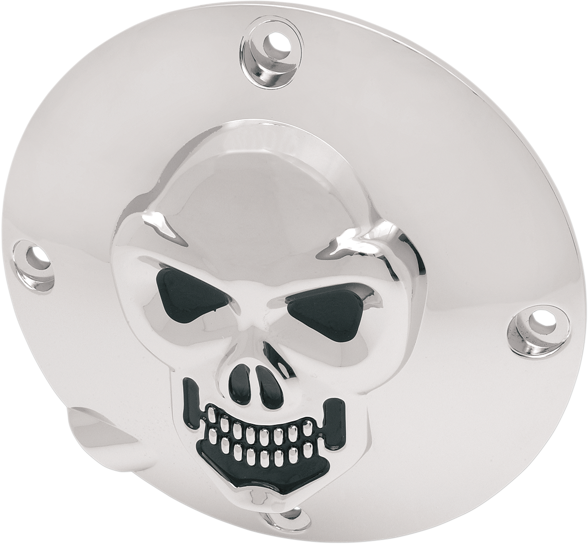 Drag specialties Skull Derby Cover - Chrome - 4-Hole Harley Davidson