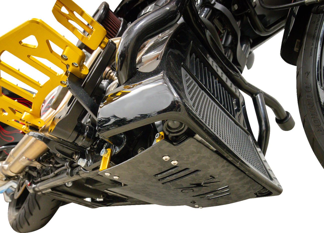 Thrashin supply co. Skid Plate - Carbon Fiber/Forged - With Gold Brackets - FLHX/FLTRX 2024-2024 Harley Davidson FLTRX Road Glide / 2024-2024 Harley Davidson FLHX Street Glide