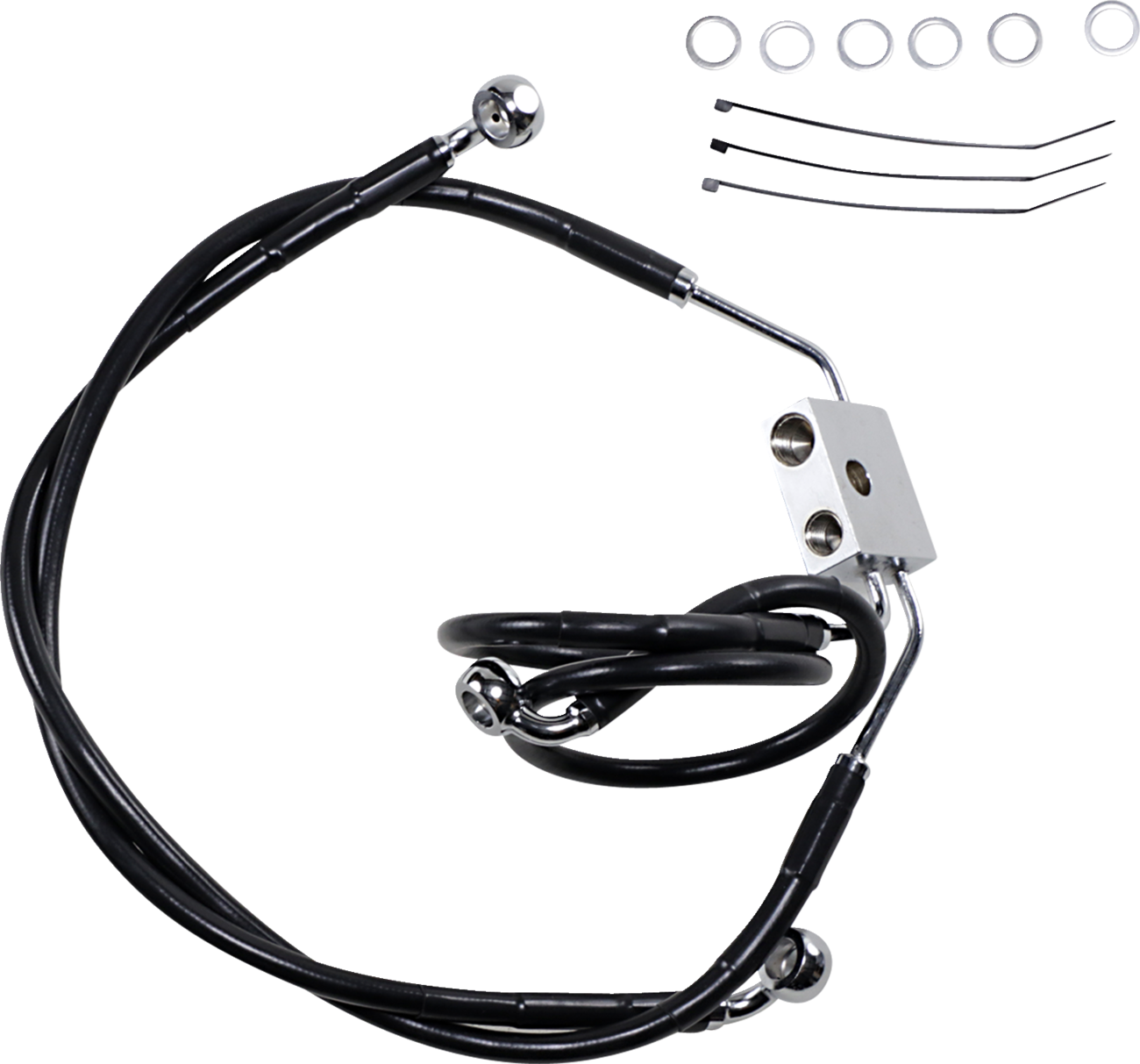 Drag specialties Brake Line - Front - Black - +4" - FXDF '12-'17 2012-2017 Harley Davidson FXDF Fat Bob