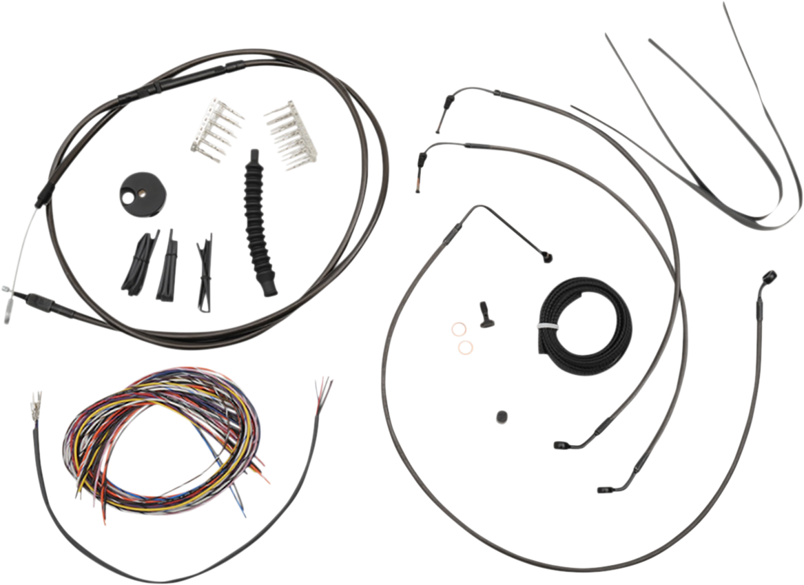 LA CHOPPERS Complete Midnight Braided Handlebar Cable/Brake Line Kit — Standard