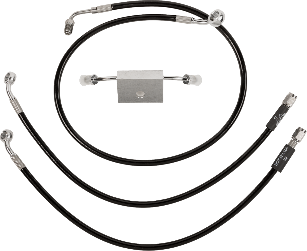 LA CHOPPERS Black Braided Brake Line Kit