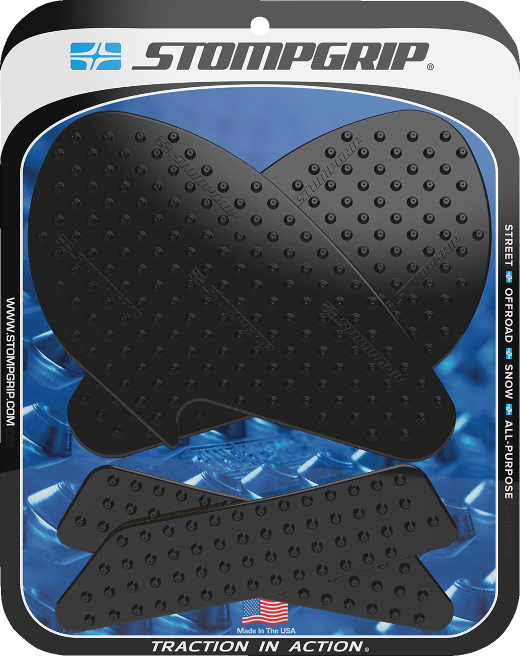 Stompgrip Traction Pad Tank Grips - Volcano - Black - YZF-R3 2019-2025 Yamaha YZF-R3