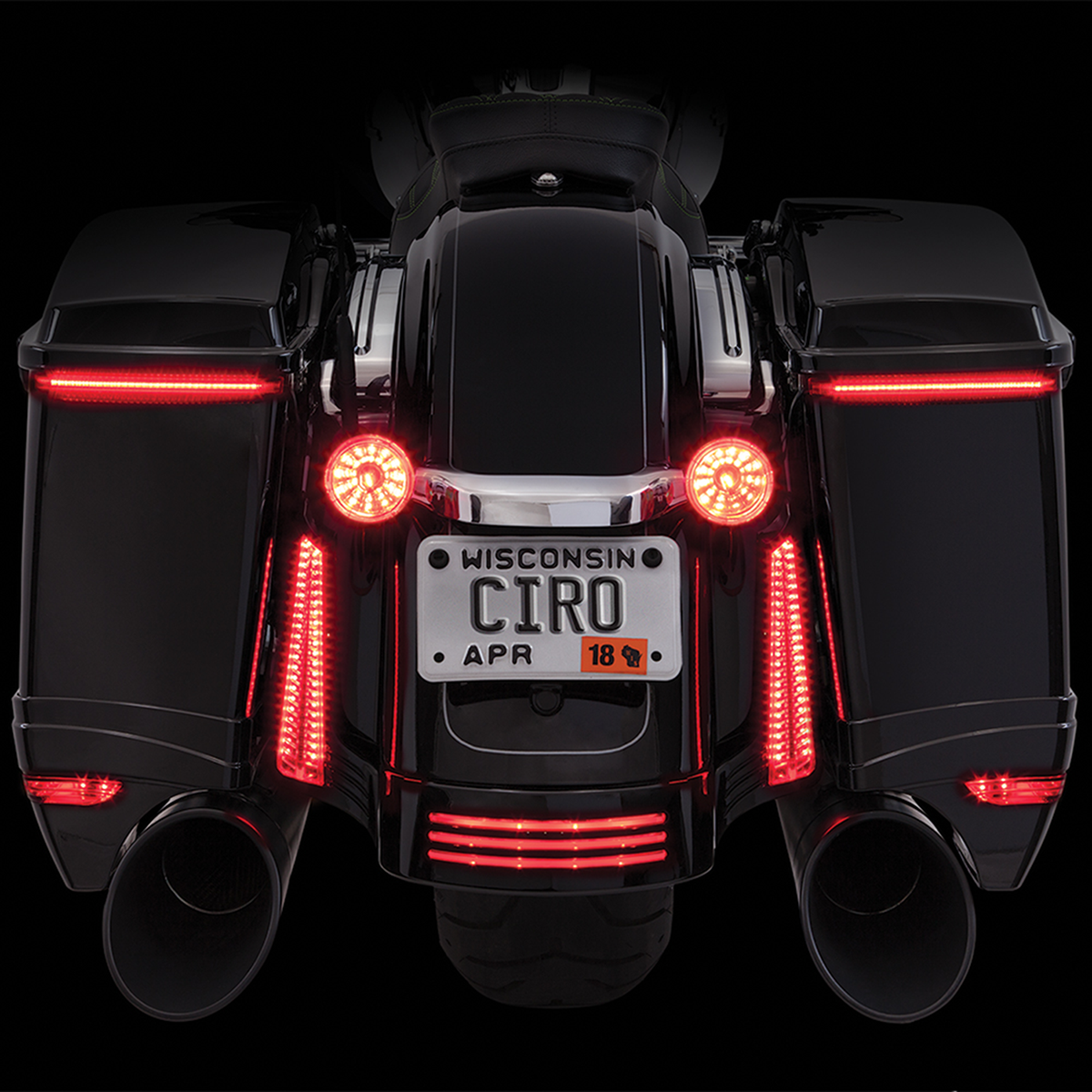 Ciro Bag Blades Red LED Rear Saddlebag Lid Lights 14-20 Harley Touring FLHR